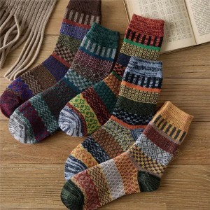 Équipage épais unisexe Chaussettes en laine d\'hiver Coussin de randonnée extérieure Terry chaussettes mérinos en laine acrylique chaussettes de mode